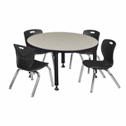 42 IN. ROUND ADJUSTABLE CLASSROOM TABLE- MAPLE & 4 ANDY 12 IN. STACK CHAIRS- BLACK <FONT COLOR=GREEN>-FREE SHIPPING-</FONT> 42 IN. ROUND ADJUSTABLE CLASSROOM TABLE- MAPLE & 4 ANDY 12 IN. STACK CHAIRS- BLACK <FONT COLOR=GREEN>-FREE SHIPPING-</FONT>