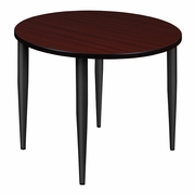 42 IN. ROUND BREAKROOM TABLE- MAHOGANY TOP, BLACK TAPERED LEGS <FONT COLOR=GREEN>-FREE SHIPPING-</FONT>