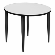 42 IN. ROUND BREAKROOM TABLE- WHITE TOP, BLACK TAPERED LEGS <FONT COLOR=GREEN>-FREE SHIPPING-</FONT>