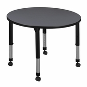 42 IN. ROUND HEIGHT ADJUSTABLE MOBILE CLASSROOM ACTIVITY TABLE- GREY <FONT COLOR=GREEN>-FREE SHIPPING-</FONT>