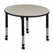 42 IN. ROUND HEIGHT ADJUSTABLE MOBILE CLASSROOM ACTIVITY TABLE- MAPLE <FONT COLOR=GREEN>-FREE SHIPPING-</FONT>