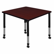 42 IN. SQUARE HEIGHT ADJUSTABLE MOBILE CLASSROOM ACTIVITY TABLE- MAHOGANY <FONT COLOR=GREEN>-FREE SHIPPING-</FONT>
