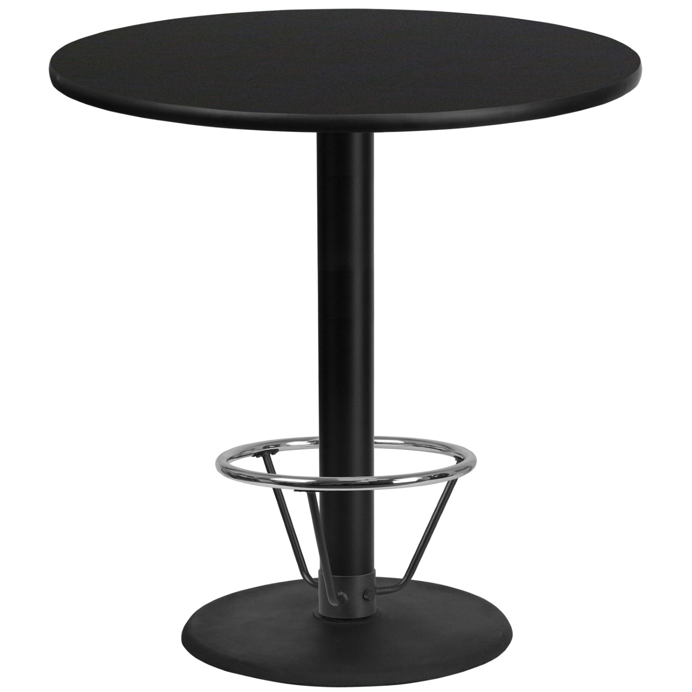 42'' ROUND BLACK LAMINATE TABLE TOP WITH 24'' ROUND BAR HEIGHT TABLE BASE AND FOOT RING <font color=green>FREE SHIPPING!</font> 42'' ROUND BLACK LAMINATE TABLE TOP WITH 24'' ROUND BAR HEIGHT TABLE BASE AND FOOT RING <font color=green>FREE SHIPPING!</font>