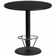 42'' ROUND BLACK LAMINATE TABLE TOP WITH 24'' ROUND BAR HEIGHT TABLE BASE AND FOOT RING <font color=green>FREE SHIPPING!</font>