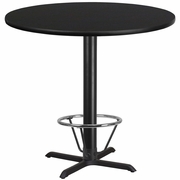 42'' ROUND BLACK LAMINATE TABLE TOP WITH 33'' X 33'' BAR HEIGHT TABLE BASE AND FOOT RING <font color=green>FREE SHIPPING!</font>