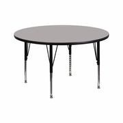 42'' ROUND GREY HP LAMINATE ACTIVITY TABLE - HEIGHT ADJUSTABLE SHORT LEGS <font color=green>FREE SHIPPING!</font>