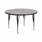 42'' ROUND GREY THERMAL LAMINATE ACTIVITY TABLE - HEIGHT ADJUSTABLE SHORT LEGS <font color=green>FREE SHIPPING!</font>