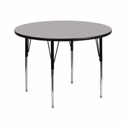 42'' ROUND GREY THERMAL LAMINATE ACTIVITY TABLE - STANDARD HEIGHT ADJUSTABLE LEGS <font color=green>FREE SHIPPING!</font>