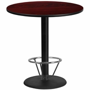 42'' ROUND MAHOGANY LAMINATE TABLE TOP WITH 24'' ROUND BAR HEIGHT TABLE BASE AND FOOT RING <font color=green>FREE SHIPPING!</font>