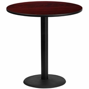 42'' ROUND MAHOGANY LAMINATE TABLE TOP WITH 24'' ROUND BAR HEIGHT TABLE BASE: <font color=green>FREE SHIPPING!</font>