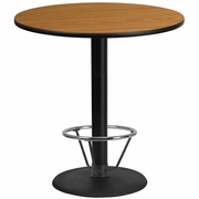 42'' ROUND NATURAL LAMINATE TABLE TOP WITH 24'' ROUND BAR HEIGHT TABLE BASE AND FOOT RING <font color=green>FREE SHIPPING!</font>