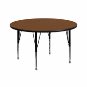42'' ROUND OAK HP LAMINATE ACTIVITY TABLE - HEIGHT ADJUSTABLE SHORT LEGS <font color=green>FREE SHIPPING!</font>