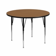42'' ROUND OAK THERMAL LAMINATE ACTIVITY TABLE - STANDARD HEIGHT ADJUSTABLE LEGS <font color=green>FREE SHIPPING!</font>