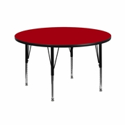 42'' ROUND RED THERMAL LAMINATE ACTIVITY TABLE - HEIGHT ADJUSTABLE SHORT LEGS <font color=green>FREE SHIPPING!</font>