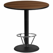42'' ROUND WALNUT LAMINATE TABLE TOP WITH 24'' ROUND BAR HEIGHT TABLE BASE AND FOOT RING <font color=green>FREE SHIPPING!</font>