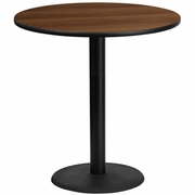42'' ROUND WALNUT LAMINATE TABLE TOP WITH 24'' ROUND BAR HEIGHT TABLE BASE: <font color=green>FREE SHIPPING!</font>
