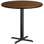 42'' ROUND WALNUT LAMINATE TABLE TOP WITH 33'' X 33'' BAR HEIGHT TABLE BASE: <font color=green>FREE SHIPPING!</font>