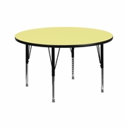 42'' ROUND YELLOW THERMAL LAMINATE ACTIVITY TABLE - HEIGHT ADJUSTABLE SHORT LEGS <font color=green>FREE SHIPPING!</font>