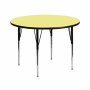 42'' ROUND YELLOW THERMAL LAMINATE ACTIVITY TABLE - STANDARD HEIGHT ADJUSTABLE LEGS <font color=green>FREE SHIPPING!</font>