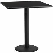 42'' SQUARE BLACK LAMINATE TABLE TOP WITH 24'' ROUND BAR HEIGHT TABLE BASE: <font color=green>FREE SHIPPING!</font>