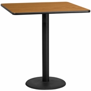 42'' SQUARE NATURAL LAMINATE TABLE TOP WITH 24'' ROUND BAR HEIGHT TABLE BASE: <font color=green>FREE SHIPPING!</font>