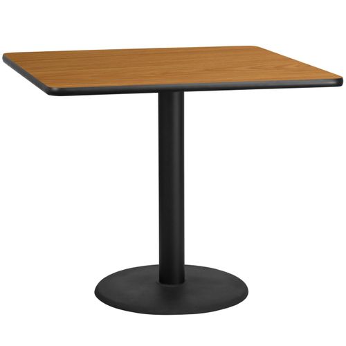 42'' SQUARE NATURAL LAMINATE TABLE TOP WITH 24'' ROUND TABLE HEIGHT BASE <font color=green>FREE SHIPPING!</font>