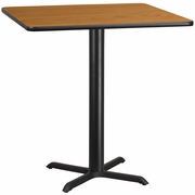 42'' SQUARE NATURAL LAMINATE TABLE TOP WITH 33'' X 33'' BAR HEIGHT TABLE BASE <font color=green>FREE SHIPPING!</font>