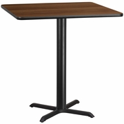 42'' SQUARE WALNUT LAMINATE TABLE TOP WITH 33'' X 33'' BAR HEIGHT TABLE BASE <font color=green>FREE SHIPPING!</font>