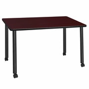 42 X 24 IN. MOBILE TRAINING SEMINAR TABLE- MAHOGANY TOP, BLACK LEGS <FONT COLOR=GREEN>-FREE SHIPPING-</FONT>