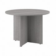 42W ROUND CONFERENCE TABLE WITH WOOD BASE: PLATINUM GRAY  <FONT COLOR=GREEN>-FREE SHIPPING-</FONT>