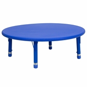45'' ROUND BLUE PLASTIC HEIGHT ADJUSTABLE ACTIVITY TABLE: <font color=green>FREE SHIPPING!</font>