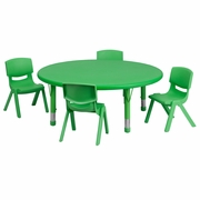45'' ROUND GREEN PLASTIC HEIGHT ADJUSTABLE ACTIVITY TABLE SET WITH 4 CHAIRS <font color=green>FREE SHIPPING!</font> 45'' ROUND GREEN PLASTIC HEIGHT ADJUSTABLE ACTIVITY TABLE SET WITH 4 CHAIRS <font color=green>FREE SHIPPING!</font>