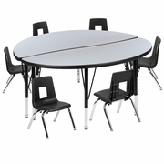 47.5" CIRCLE WAVE FLEXIBLE LAMINATE ACTIVITY TABLE SET WITH 12" STUDENT STACK CHAIRS, GREY/BLACK: <font color=green>FREE SHIPPING!</font> 47.5" CIRCLE WAVE FLEXIBLE LAMINATE ACTIVITY TABLE SET WITH 12" STUDENT STACK CHAIRS, GREY/BLACK: <font color=green>FREE SHIPPING!</font>