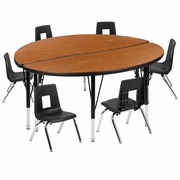 47.5" CIRCLE WAVE FLEXIBLE LAMINATE ACTIVITY TABLE SET WITH 12" STUDENT STACK CHAIRS, OAK/BLACK: <font color=green>FREE SHIPPING!</font> 47.5" CIRCLE WAVE FLEXIBLE LAMINATE ACTIVITY TABLE SET WITH 12" STUDENT STACK CHAIRS, OAK/BLACK: <font color=green>FREE SHIPPING!</font>
