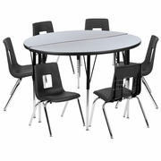 47.5" CIRCLE WAVE FLEXIBLE LAMINATE ACTIVITY TABLE SET WITH 16" STUDENT STACK CHAIRS, GREY/BLACK <font color=green>FREE SHIPPING!</font> 47.5" CIRCLE WAVE FLEXIBLE LAMINATE ACTIVITY TABLE SET WITH 16" STUDENT STACK CHAIRS, GREY/BLACK <font color=green>FREE SHIPPING!</font>
