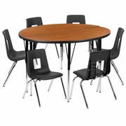 47.5" CIRCLE WAVE FLEXIBLE LAMINATE ACTIVITY TABLE SET WITH 16" STUDENT STACK CHAIRS, OAK/BLACK <font color=green>FREE SHIPPING!</font> 47.5" CIRCLE WAVE FLEXIBLE LAMINATE ACTIVITY TABLE SET WITH 16" STUDENT STACK CHAIRS, OAK/BLACK <font color=green>FREE SHIPPING!</font>