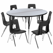 47.5" CIRCLE WAVE FLEXIBLE LAMINATE ACTIVITY TABLE SET WITH 18" STUDENT STACK CHAIRS, GREY/BLACK <font color=green>FREE SHIPPING!</font> 47.5" CIRCLE WAVE FLEXIBLE LAMINATE ACTIVITY TABLE SET WITH 18" STUDENT STACK CHAIRS, GREY/BLACK <font color=green>FREE SHIPPING!</font>