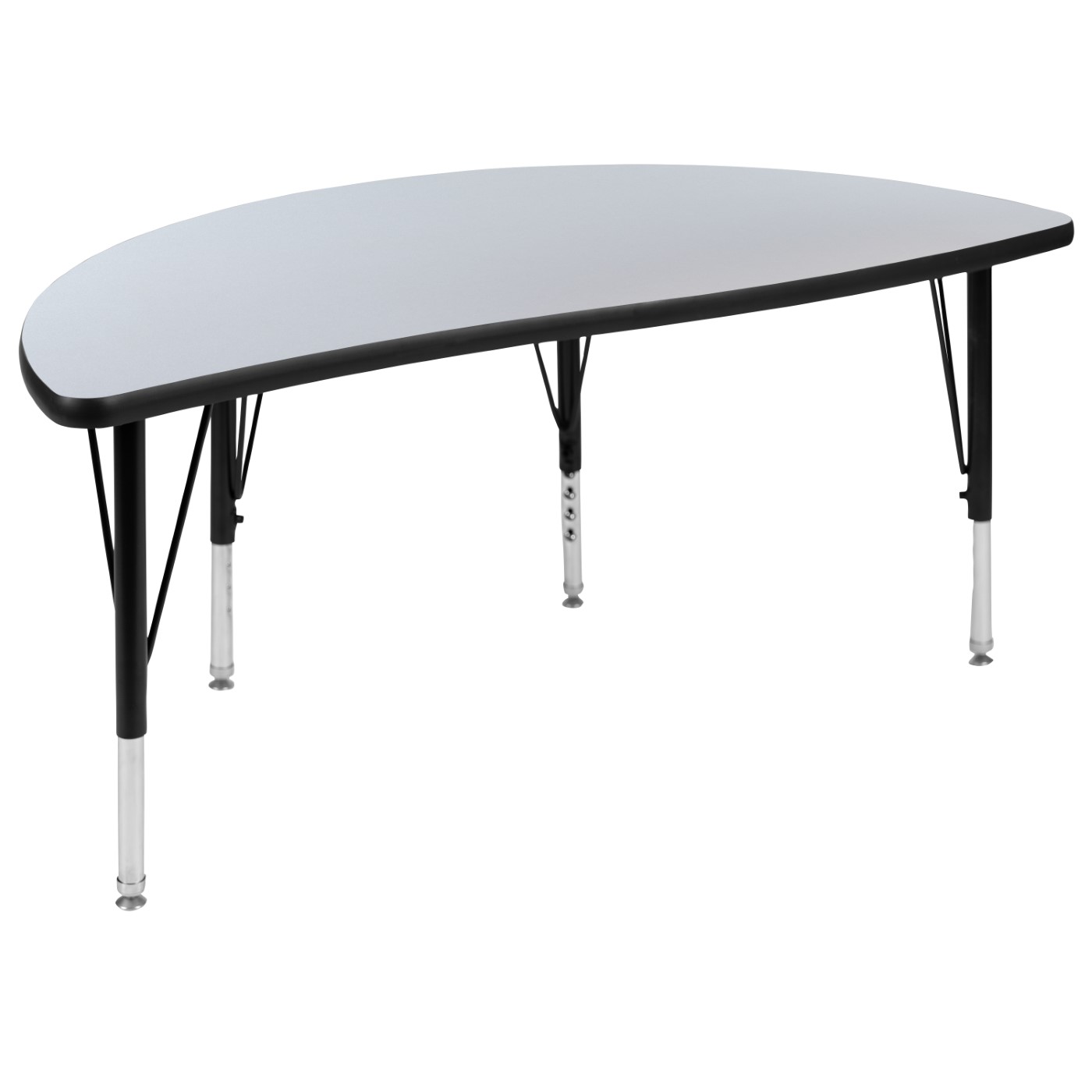 47.5" HALF CIRCLE WAVE FLEXIBLE COLLABORATIVE GREY THERMAL LAMINATE ACTIVITY TABLE - HEIGHT ADJUSTABLE SHORT LEGS: <font color=green>FREE SHIPPING!</font> 47.5" HALF CIRCLE WAVE FLEXIBLE COLLABORATIVE GREY THERMAL LAMINATE ACTIVITY TABLE - HEIGHT ADJUSTABLE SHORT LEGS: <font color=green>FREE SHIPPING!</font>