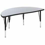 47.5" HALF CIRCLE WAVE FLEXIBLE COLLABORATIVE GREY THERMAL LAMINATE ACTIVITY TABLE - HEIGHT ADJUSTABLE SHORT LEGS: <font color=green>FREE SHIPPING!</font>
