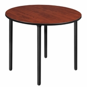 48 IN. LARGE ROUND BREAKROOM TABLE- CHERRY TOP, BLACK FOLDING LEGS <FONT COLOR=GREEN>-FREE SHIPPING-</FONT>
