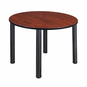 48 IN. LARGE ROUND BREAKROOM TABLE- CHERRY TOP, BLACK LEGS <FONT COLOR=GREEN>-FREE SHIPPING-</FONT>