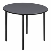 48 IN. LARGE ROUND BREAKROOM TABLE- GREY TOP, BLACK FOLDING LEGS <FONT COLOR=GREEN>-FREE SHIPPING-</FONT>