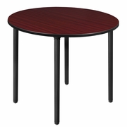 48 IN. LARGE ROUND BREAKROOM TABLE- MAHOGANY TOP, BLACK FOLDING LEGS <FONT COLOR=GREEN>-FREE SHIPPING-</FONT>