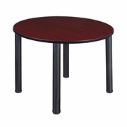 48 IN. LARGE ROUND BREAKROOM TABLE- MAHOGANY TOP, BLACK LEGS <FONT COLOR=GREEN>-FREE SHIPPING-</FONT>