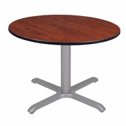 48 IN. LARGE ROUND X-BASE BREAKROOM TABLE- CHERRY TOP, GREY LEGS <FONT COLOR=GREEN>-FREE SHIPPING-</FONT>