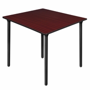 48 IN. LARGE SQUARE BREAKROOM TABLE- MAHOGANY TOP, BLACK FOLDING LEGS <FONT COLOR=GREEN>-FREE SHIPPING-</FONT>