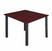 48 IN. LARGE SQUARE BREAKROOM TABLE- MAHOGANY TOP, BLACK LEGS <FONT COLOR=GREEN>-FREE SHIPPING-</FONT>