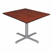48 IN. LARGE SQUARE X-BASE BREAKROOM TABLE- CHERRY TOP, GREY LEGS <FONT COLOR=GREEN>-FREE SHIPPING-</FONT>