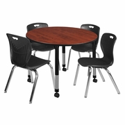 48 IN. ROUND ADJUSTABLE CLASSROOM TABLE- CHERRY & 4 ANDY 18 IN. STACK CHAIRS- BLACK <FONT COLOR=GREEN>-FREE SHIPPING-</FONT> 48 IN. ROUND ADJUSTABLE CLASSROOM TABLE- CHERRY & 4 ANDY 18 IN. STACK CHAIRS- BLACK <FONT COLOR=GREEN>-FREE SHIPPING-</FONT>