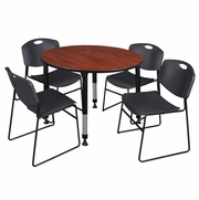 48 IN. ROUND ADJUSTABLE CLASSROOM TABLE- CHERRY & 4 STACK CHAIRS- BLACK <FONT COLOR=GREEN>-FREE SHIPPING-</FONT> 48 IN. ROUND ADJUSTABLE CLASSROOM TABLE- CHERRY & 4 STACK CHAIRS- BLACK <FONT COLOR=GREEN>-FREE SHIPPING-</FONT>